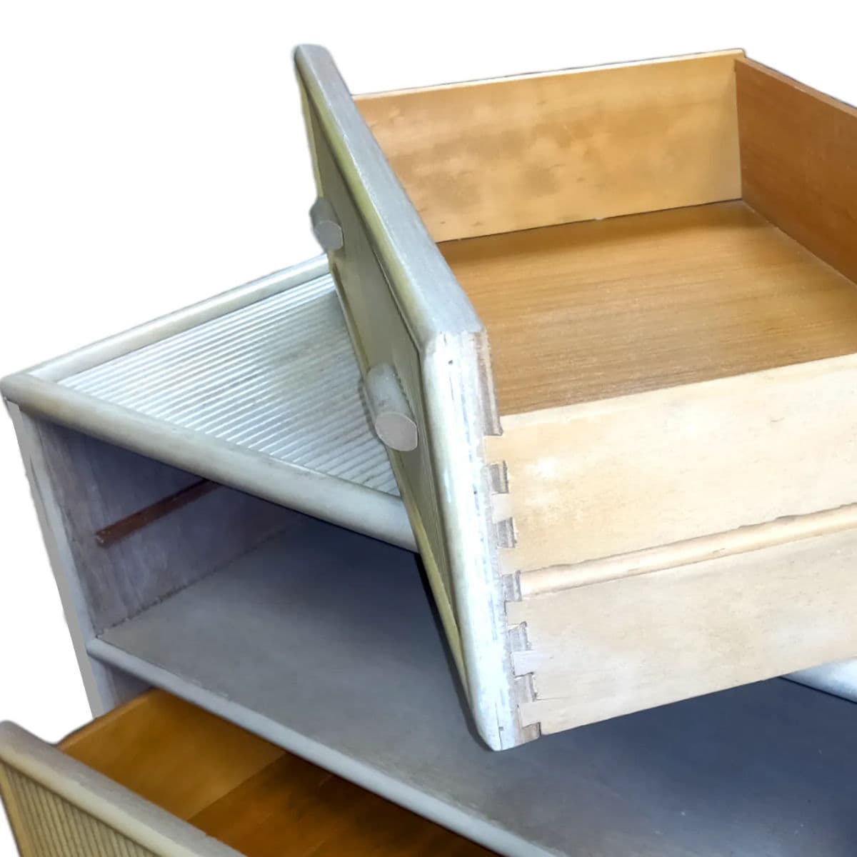 1950s Two Toned Split Pencil Reed Gabriella Crespi Style Three Drawer Chest of Drawers - Thumbnail 6