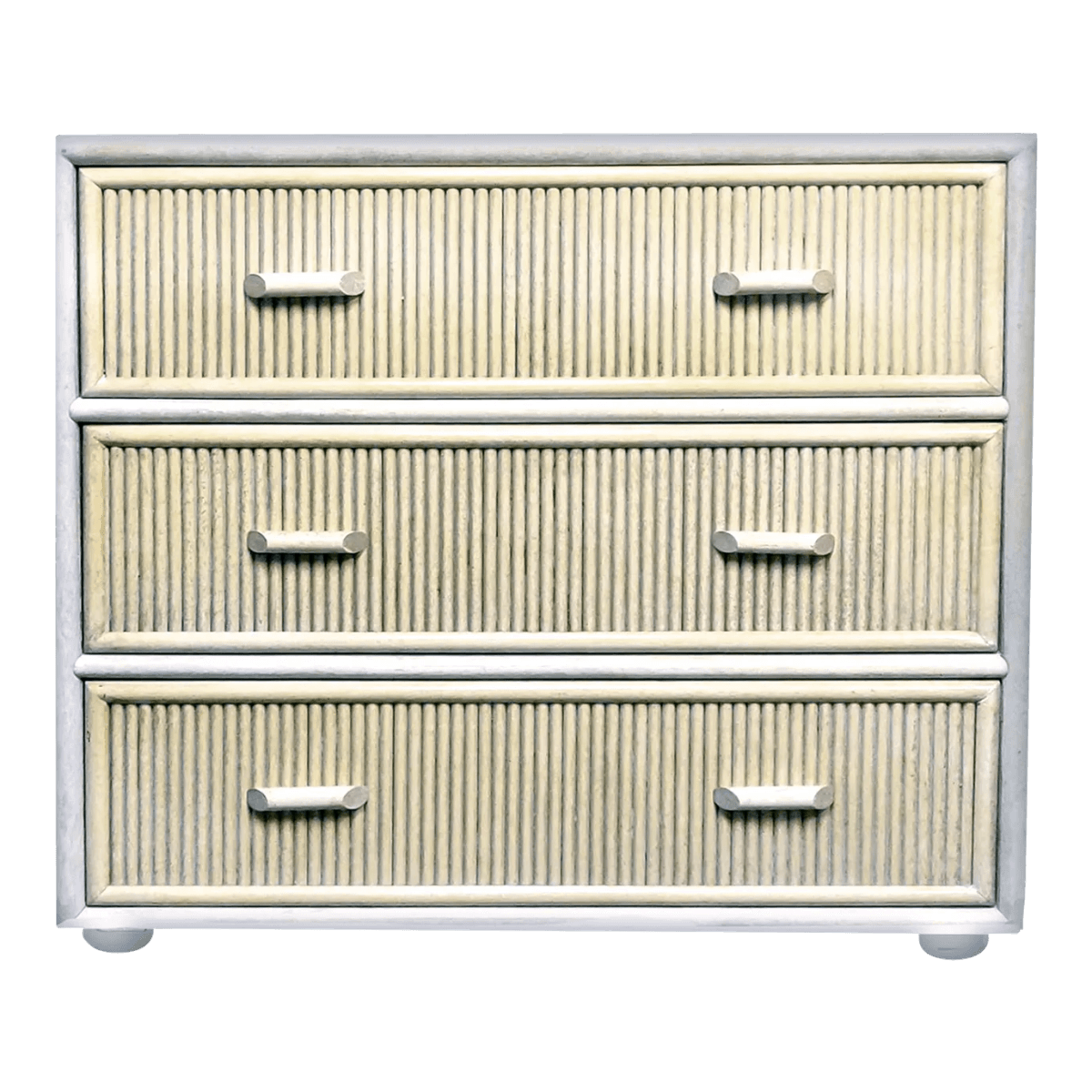 1950s Two Toned Split Pencil Reed Gabriella Crespi Style Three Drawer Chest of Drawers - Thumbnail 2