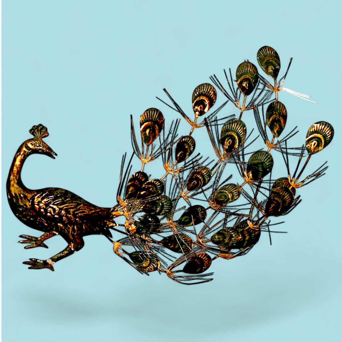 Vintage Facing Peacocks Wall Art Mid Hollywood Regnecy Original Metal Sculptures - A Pair - Thumbnail 3