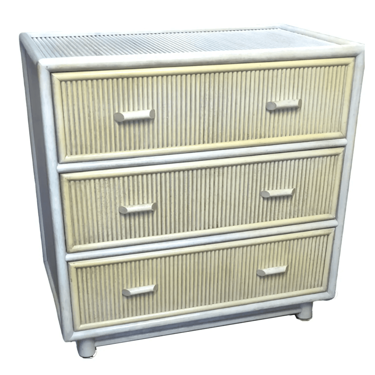 1950s Two Toned Split Pencil Reed Gabriella Crespi Style Three Drawer Chest of Drawers - Thumbnail 3