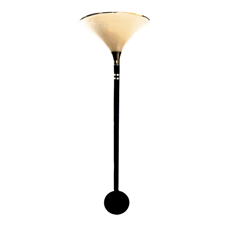 Post Modern Black Metal and and Brass Torchiere Floor Lamp - Thumbnail 2