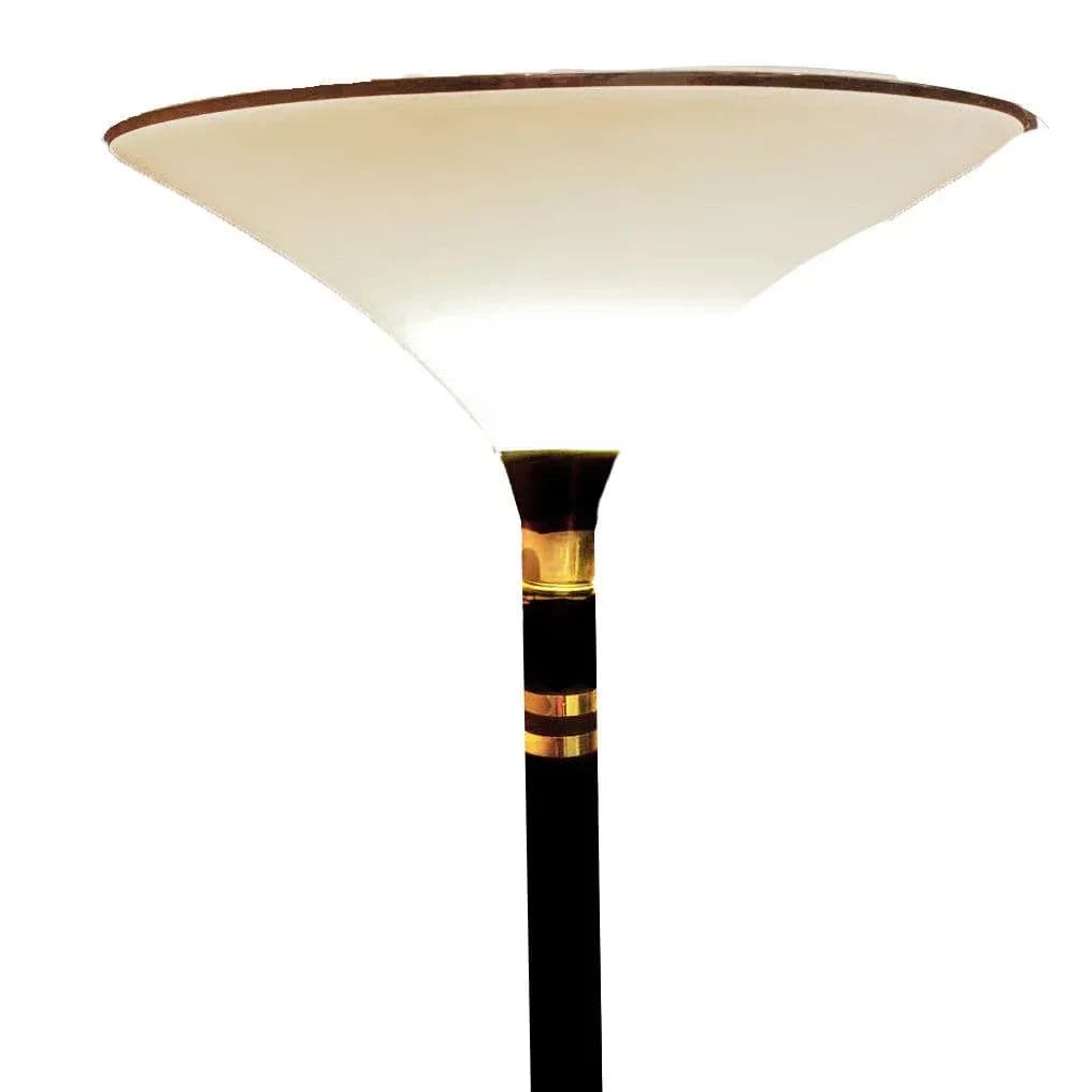 Post Modern Black Metal and and Brass Torchiere Floor Lamp - Thumbnail 4