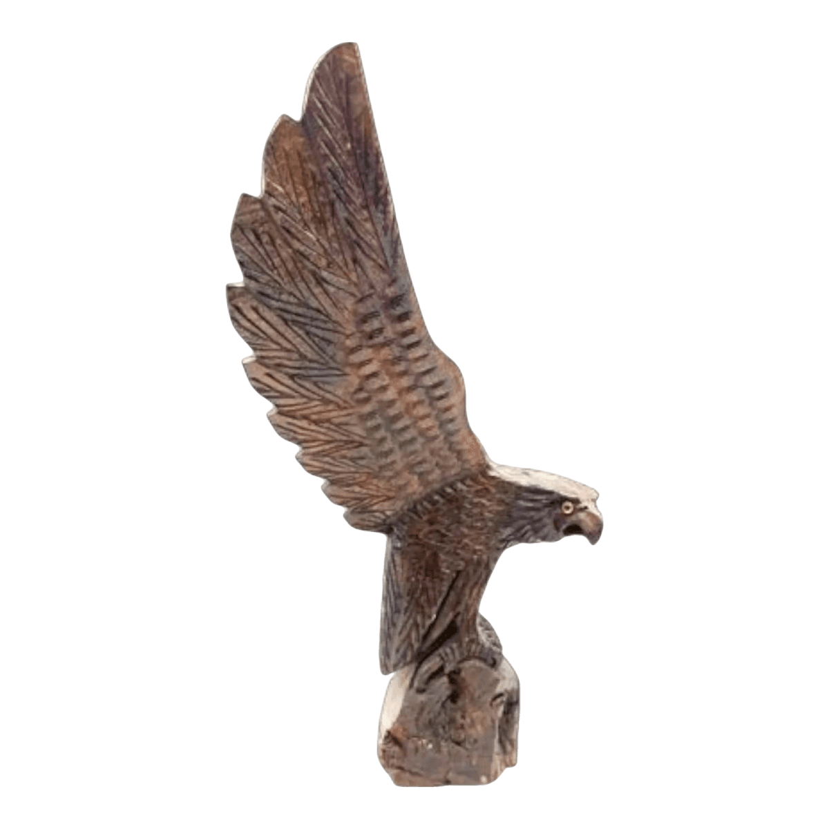 Hand-Carved Wooden Eagle Sculpture – Rustic Wildlife Decor With Intricate Detailing - Thumbnail 2