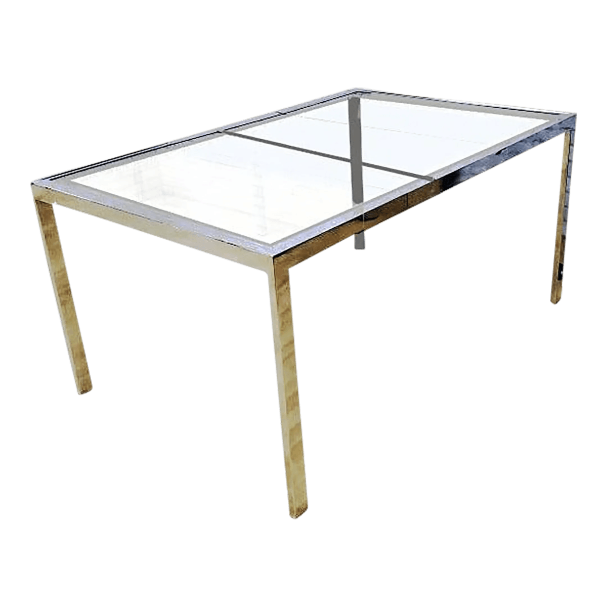 Modernist Milo Baughman for D. I. A. Chrome and Glass Dining Table With 20” Leaf Extension - Thumbnail 2