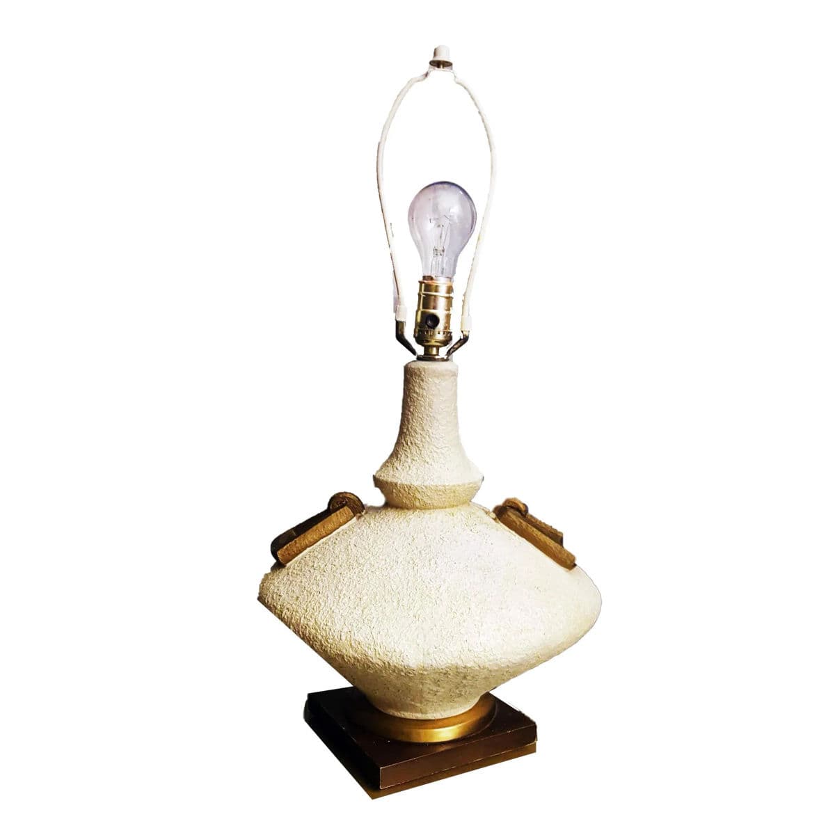 1950s Vintage Amphora Shaped Stucco Finished Table Lamp - Thumbnail 3