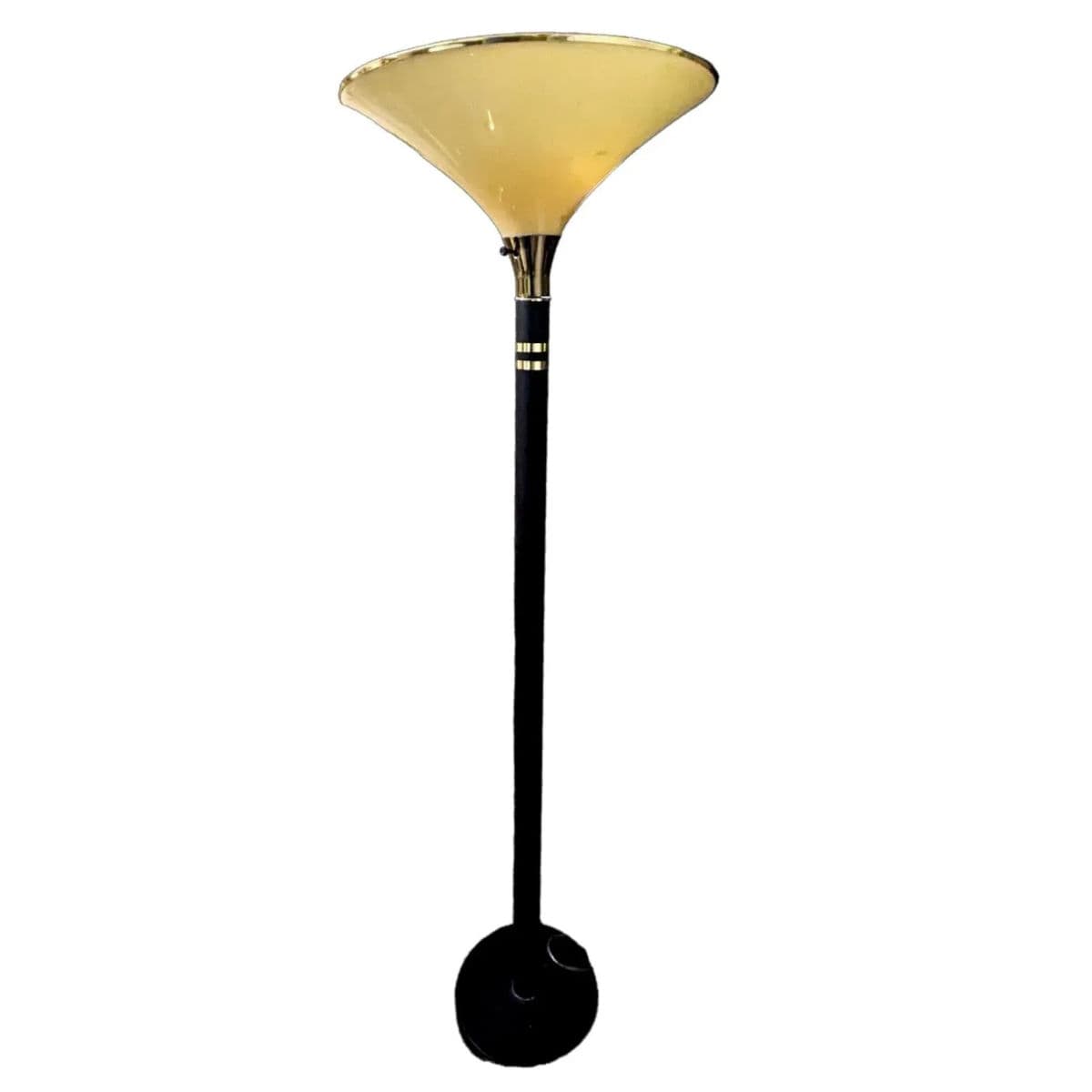 Post Modern Black Metal and and Brass Torchiere Floor Lamp - Thumbnail 8