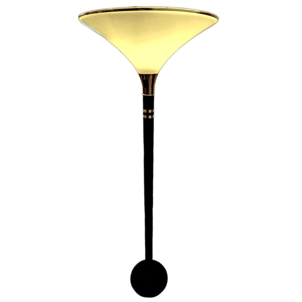 Post Modern Black Metal and and Brass Torchiere Floor Lamp - Thumbnail 7