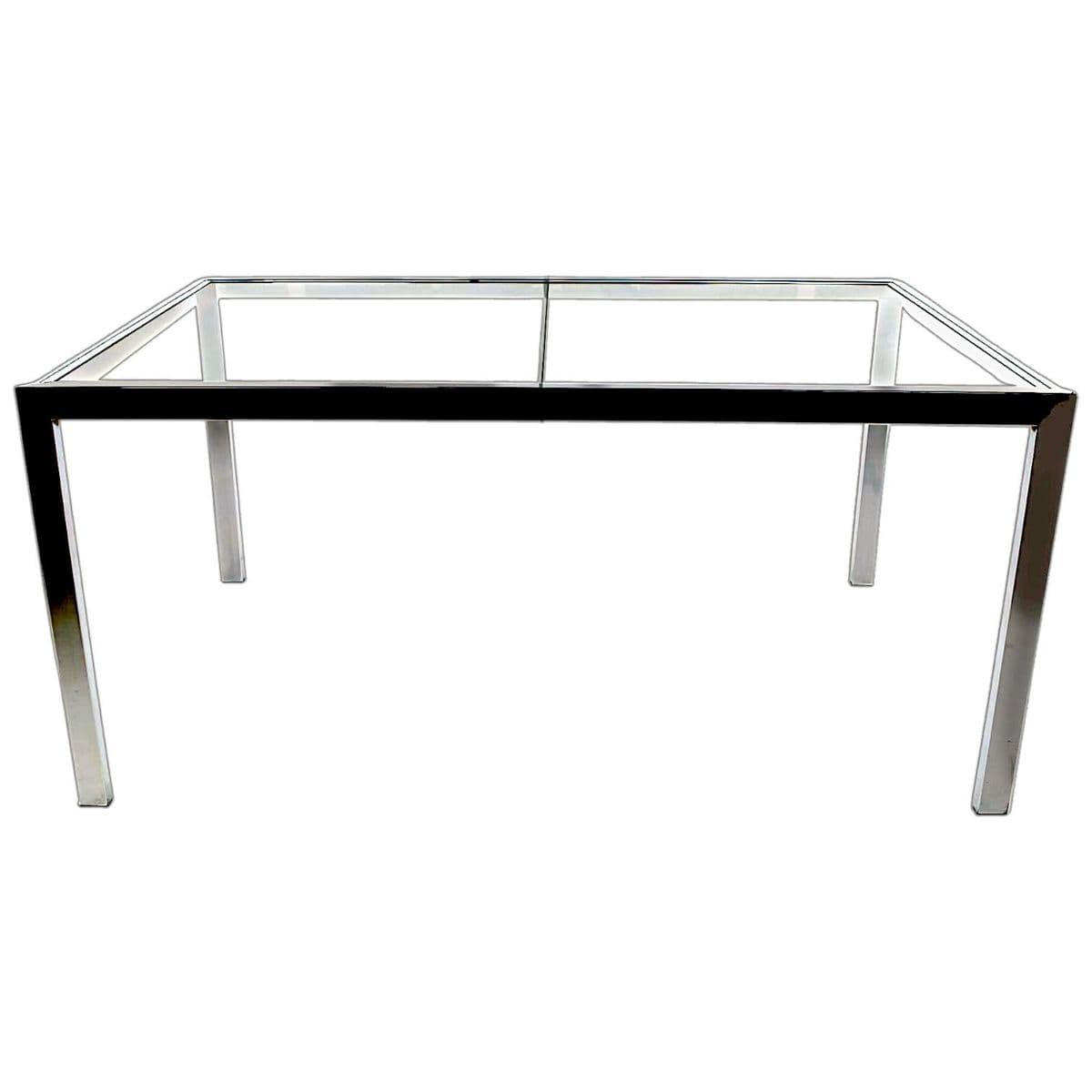Modernist Milo Baughman for D. I. A. Chrome and Glass Dining Table With 20” Leaf Extension - Thumbnail 14