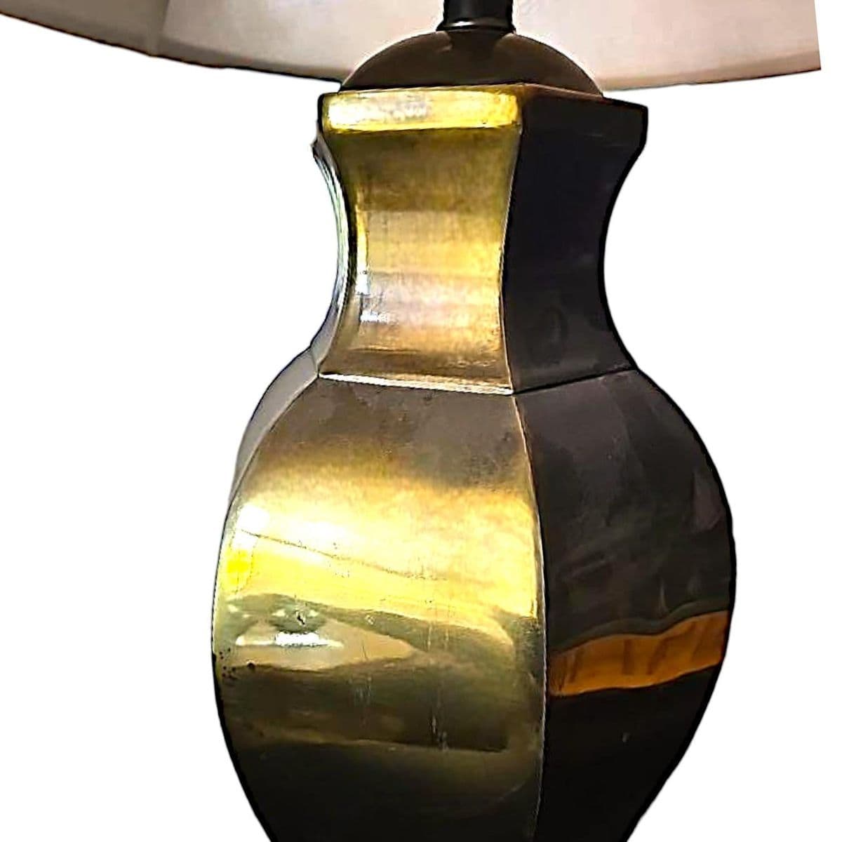 1950s Frederick Cooper Hexagonal Brass & Wood Chinoiserie / Asian Table Lamp - Thumbnail 4