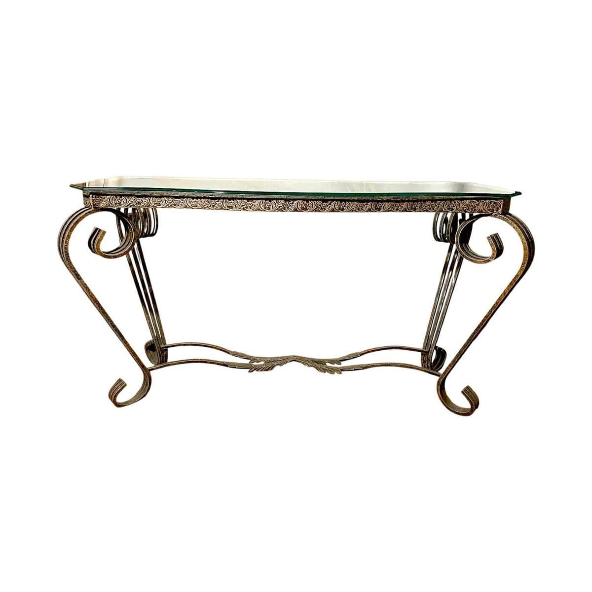 1980s Mid-Century Ornate Wrought Iron and Figural Glass Tables - 4 Piece Set - Thumbnail 16