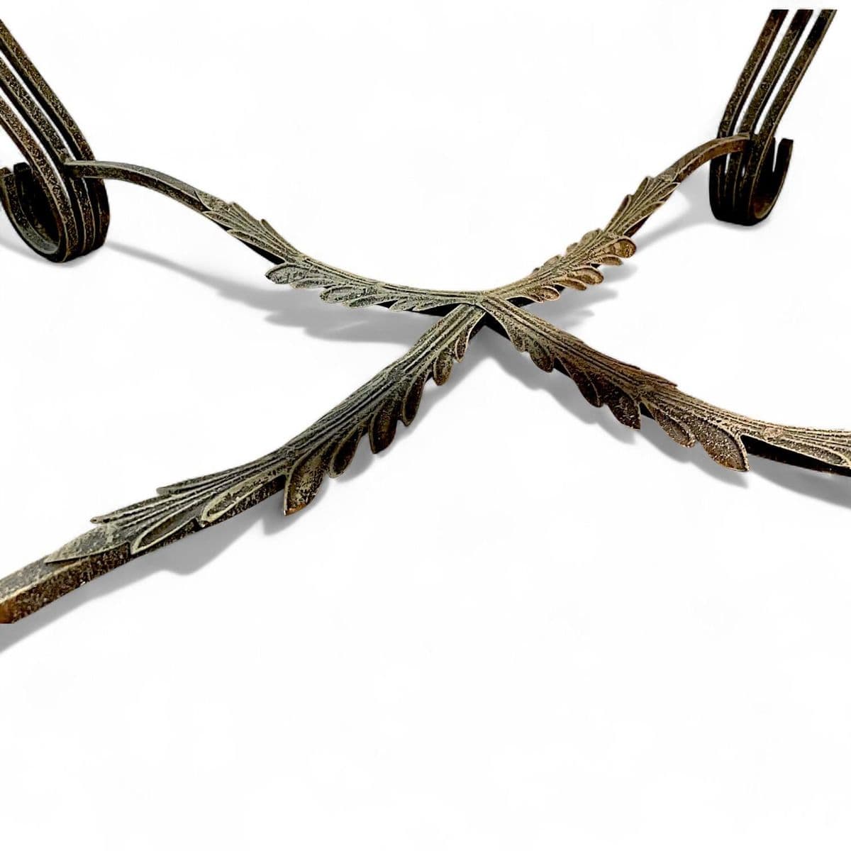 1980s Mid-Century Ornate Wrought Iron and Figural Glass Tables - 4 Piece Set - Thumbnail 15