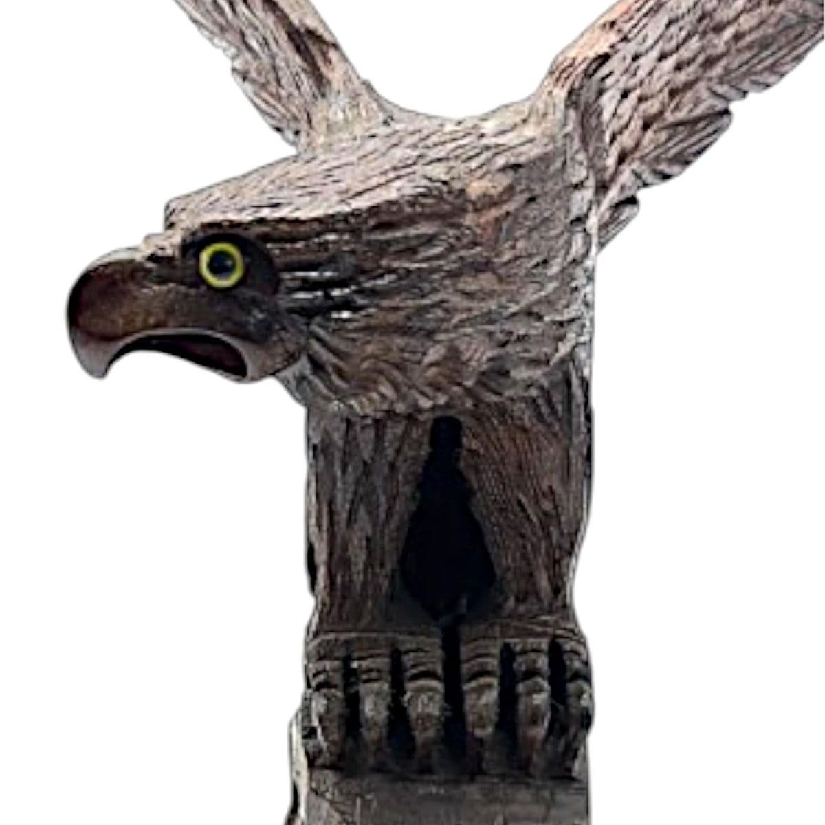 Hand-Carved Wooden Eagle Sculpture – Rustic Wildlife Decor With Intricate Detailing - Thumbnail 4