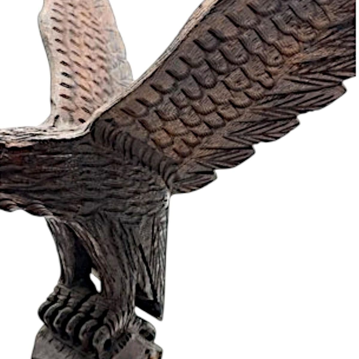 Hand-Carved Wooden Eagle Sculpture – Rustic Wildlife Decor With Intricate Detailing - Thumbnail 6
