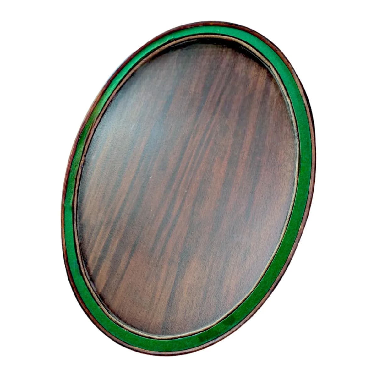 1940s American Empire Mahogany Oval Lyre Base Glass Topped Butler Tray Table - Thumbnail 8