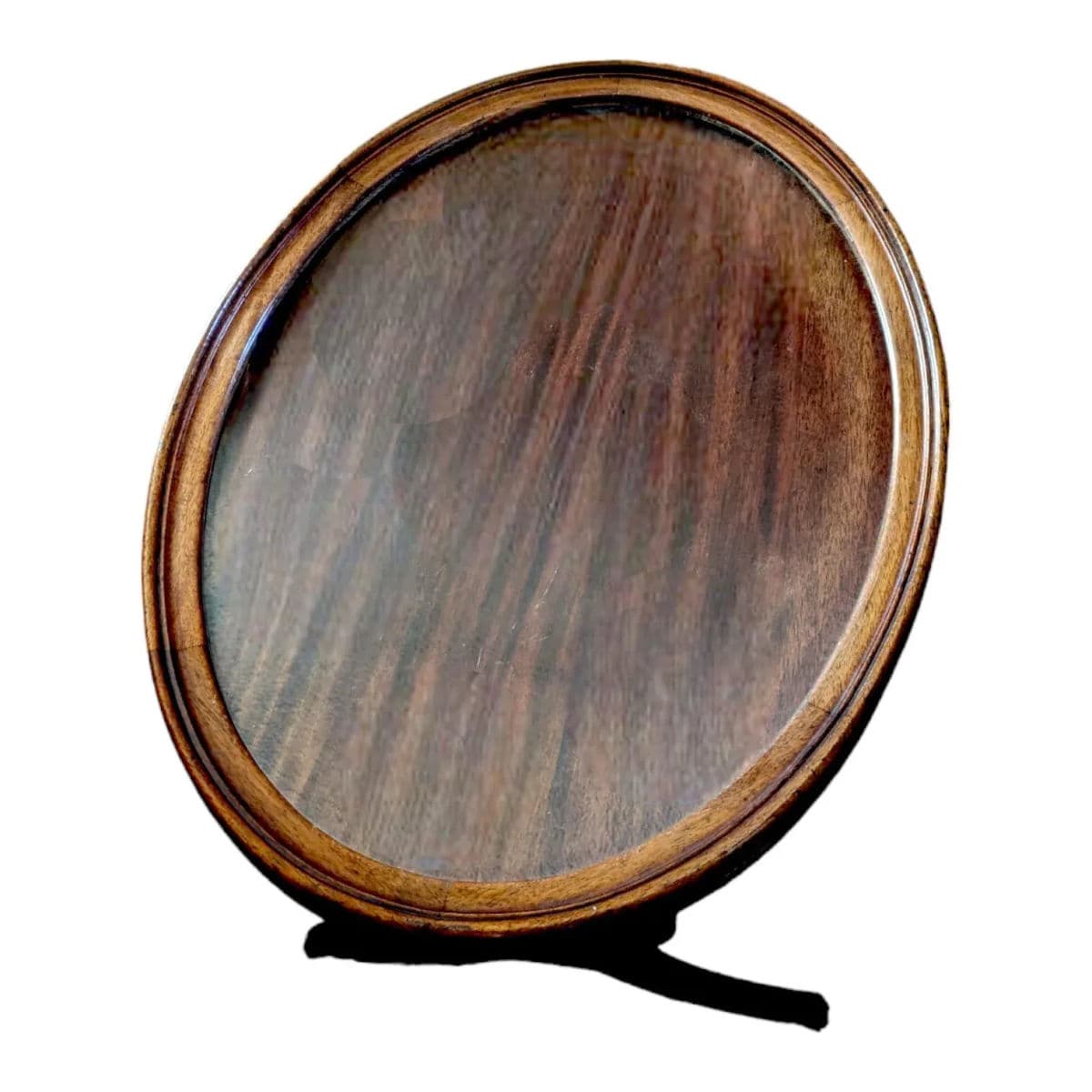 1940s American Empire Mahogany Oval Lyre Base Glass Topped Butler Tray Table - Thumbnail 6
