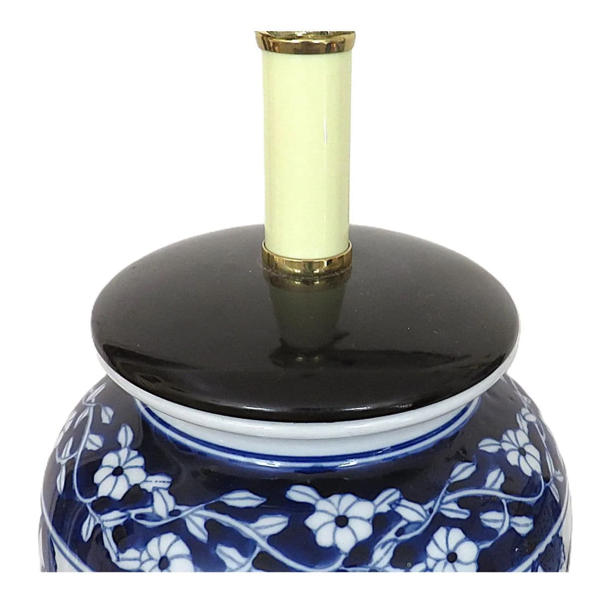 Mid Century Modern Vintage Blue & White Porcelain Chinoiserie Table Lamp - Thumbnail 3