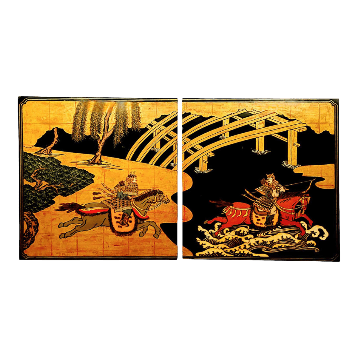 1990s Side by Side Painted Wood Wall Panels by Maitland Smith Ltd. Hong Kong - Thumbnail 2