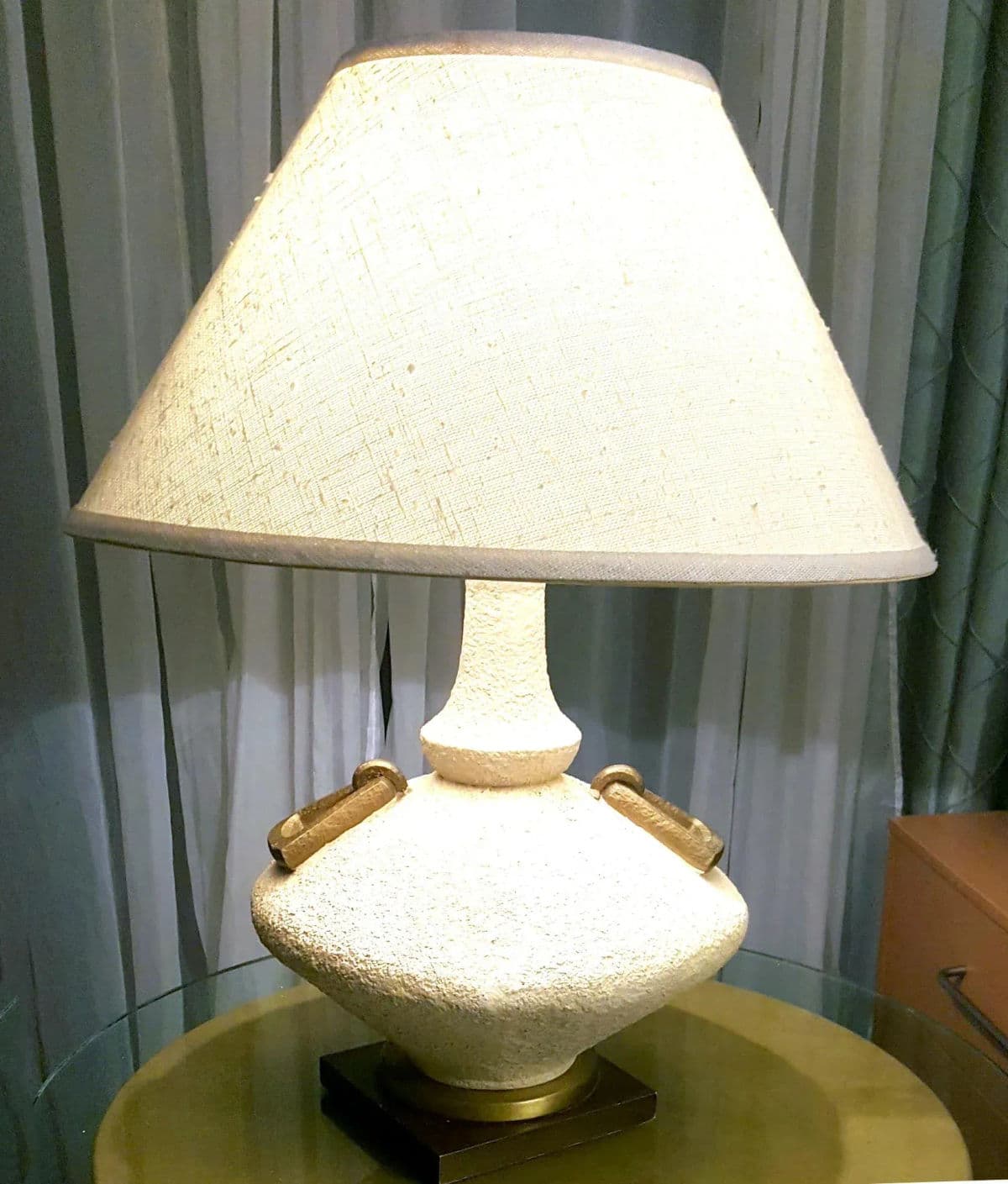 1950s Vintage Amphora Shaped Stucco Finished Table Lamp - Thumbnail 7