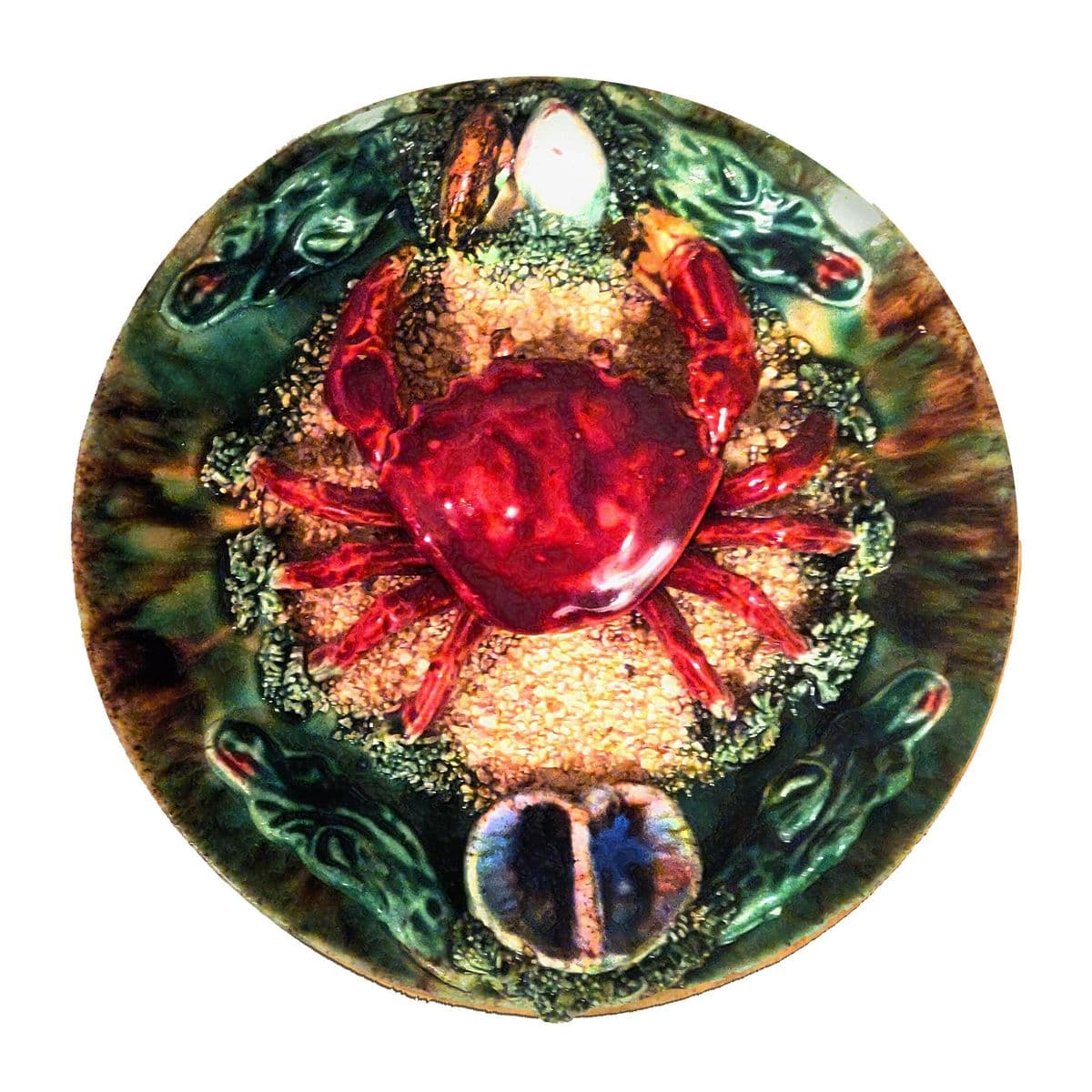 Mid 20th Century Majolica Bernard Palissy Style Faience Trompe l'Oeil Crab Plate - Thumbnail 10