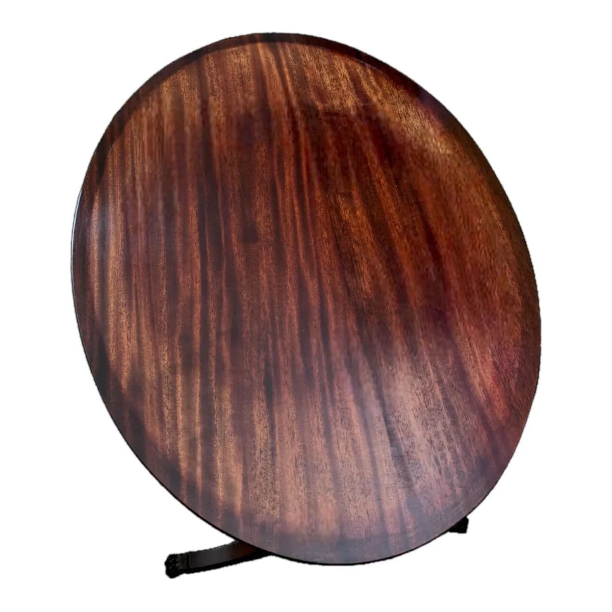 1940s American Empire Mahogany Oval Lyre Base Glass Topped Butler Tray Table - Thumbnail 7