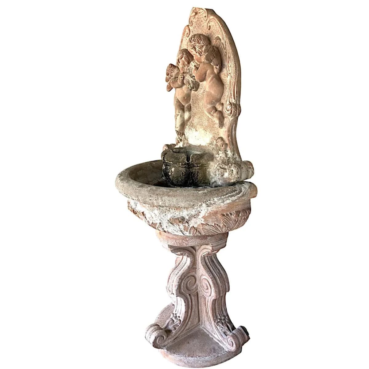 Classic Fiore Stone Cherub Wall Fountain With Integrated Pump – A Timeless Garden Accent - Thumbnail 4