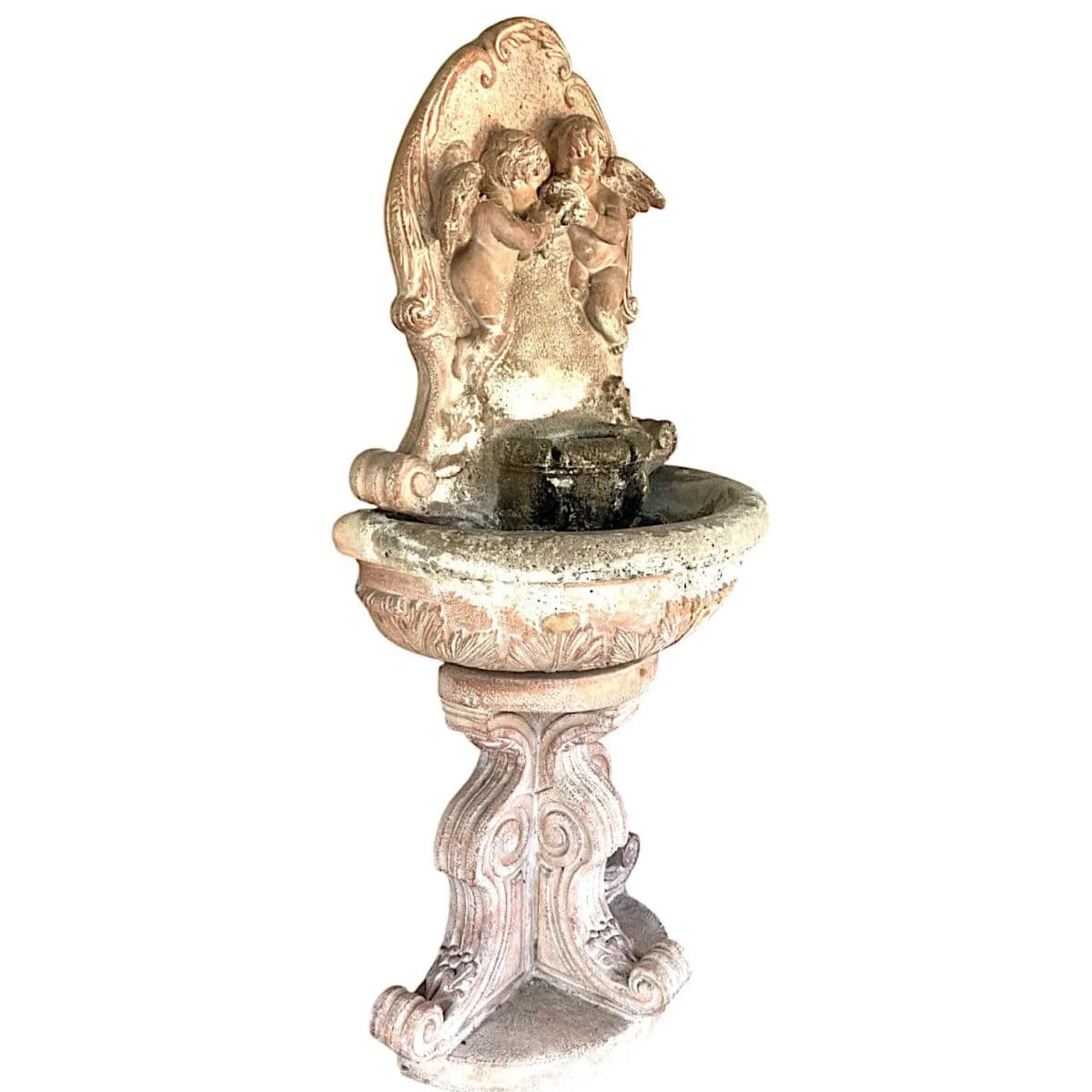 Classic Fiore Stone Cherub Wall Fountain With Integrated Pump – A Timeless Garden Accent - Thumbnail 3