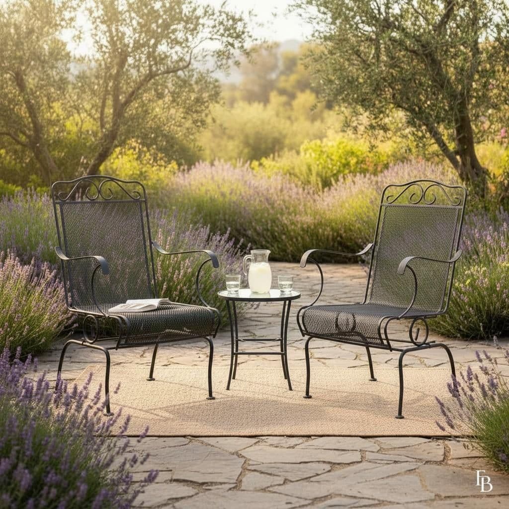 Vintage Meadowcraft Hi-Back Green Wrought Iron Mesh Coil Sprung Rocking Captains Chairs - A Pair - Thumbnail 8