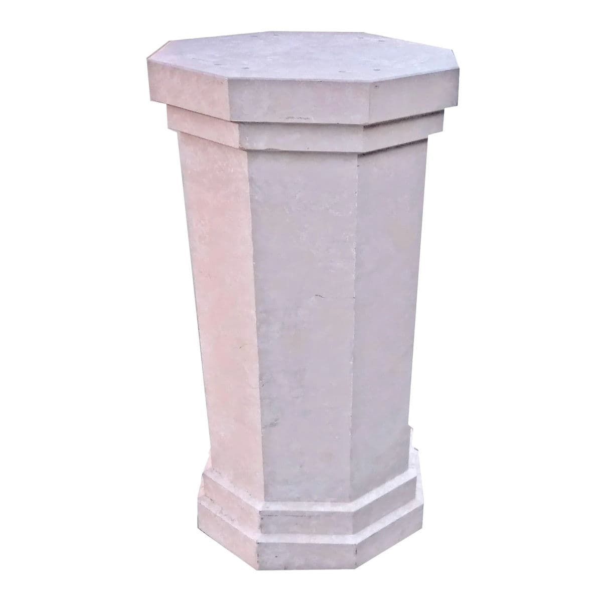 80's Post Modern 42" Tall Center Table Octogonal Shaped Plaster Finished Wooden Pedestal - Thumbnail 3