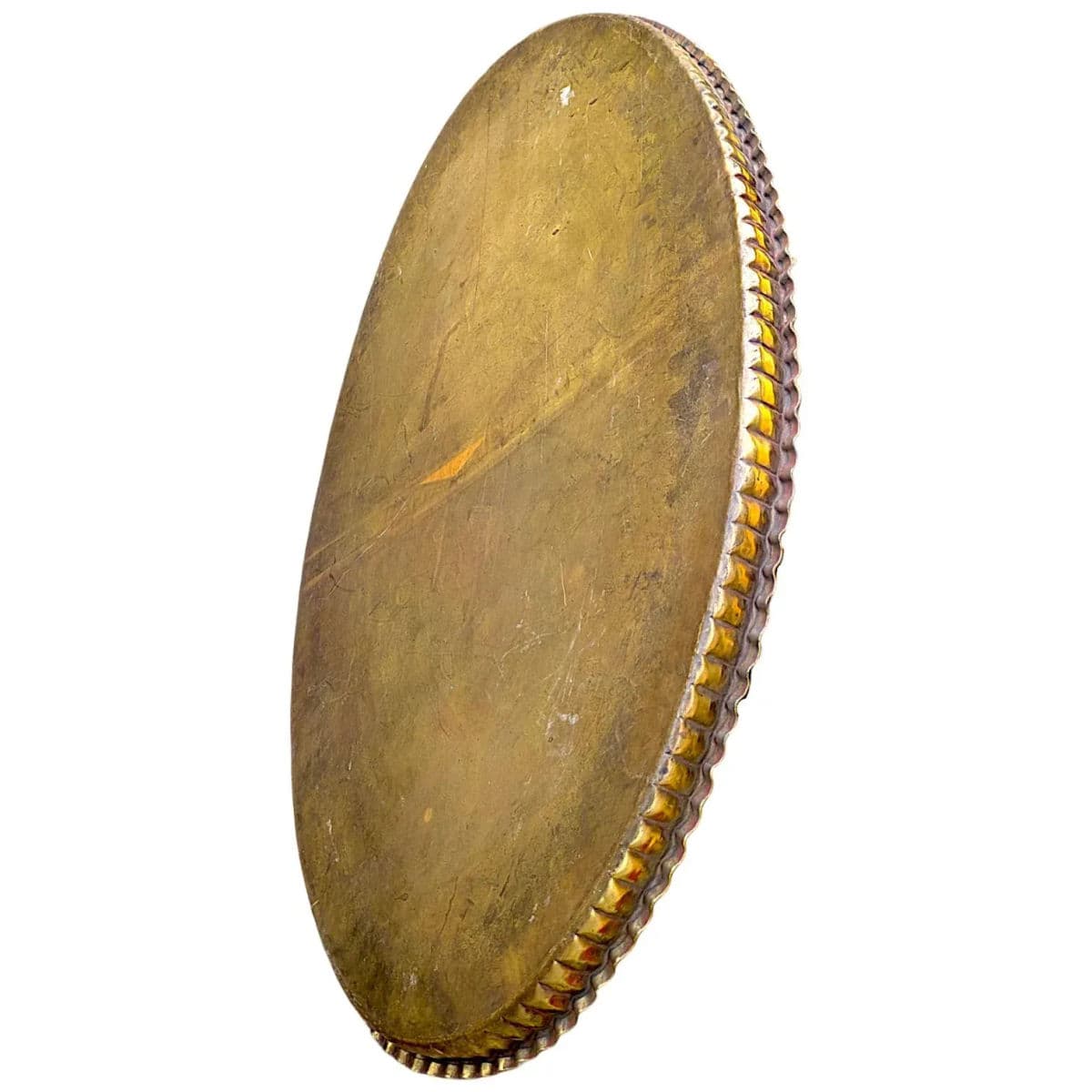 1940s Large Oval Islamic Art Handcrafted Etched Polished Brass Tray - Thumbnail 12