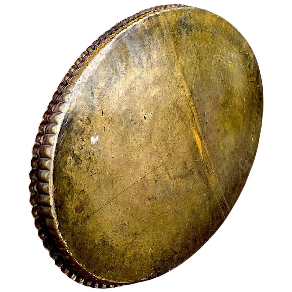 1940s Large Oval Islamic Art Handcrafted Etched Polished Brass Tray - Thumbnail 13