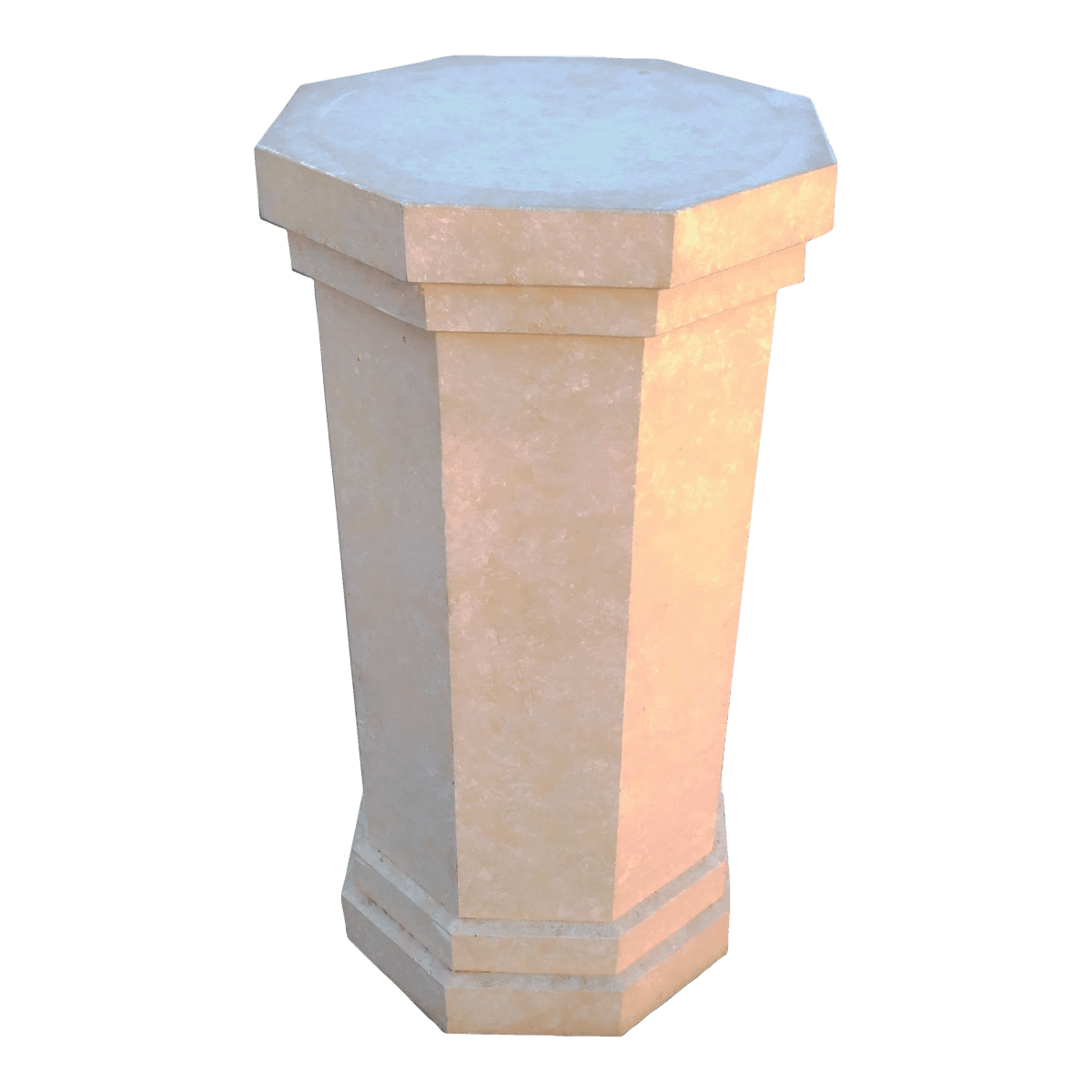 80's Post Modern 42" Tall Center Table Octogonal Shaped Plaster Finished Wooden Pedestal - Thumbnail 2