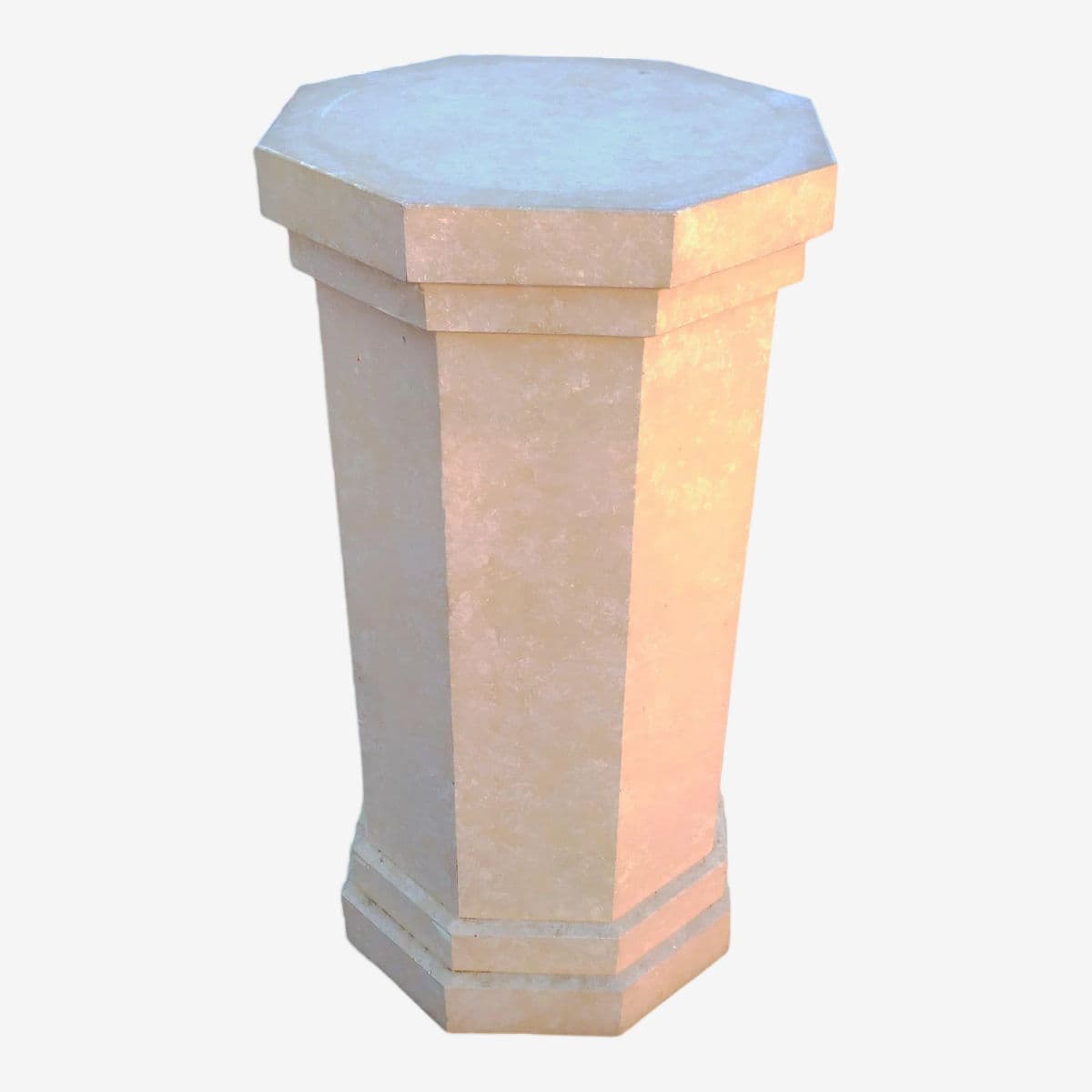 80's Post Modern 42" Tall Center Table Octogonal Shaped Plaster Finished Wooden Pedestal - Image 1