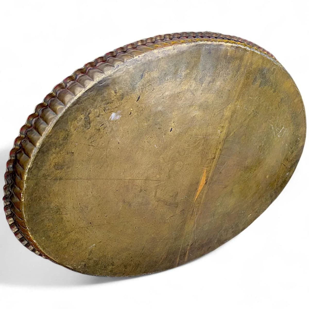 1940s Large Oval Islamic Art Handcrafted Etched Polished Brass Tray - Thumbnail 14