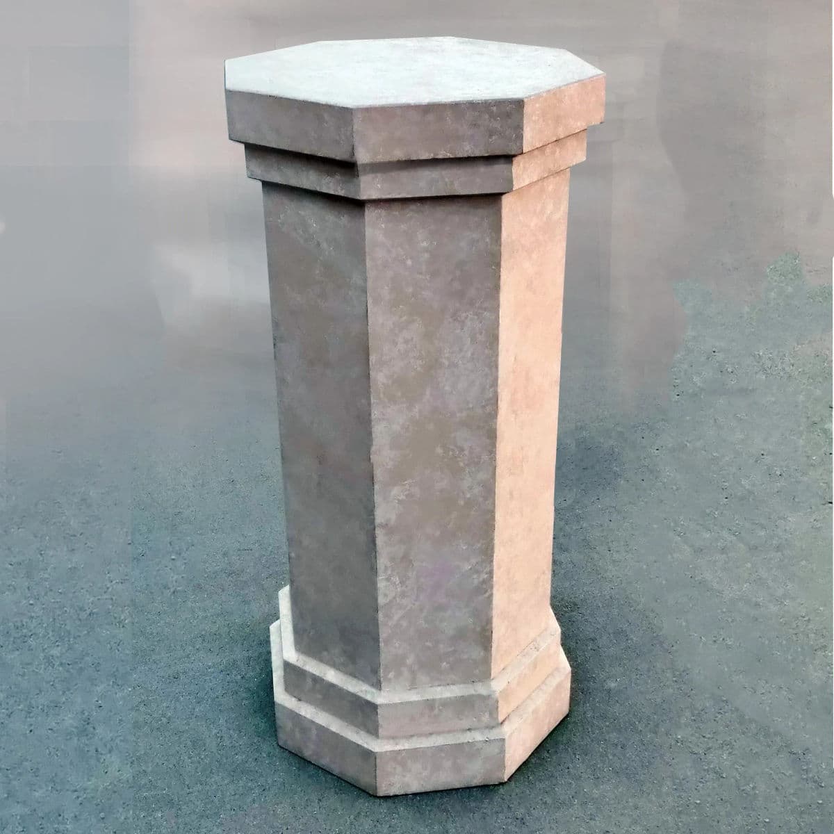80's Post Modern 42" Tall Center Table Octogonal Shaped Plaster Finished Wooden Pedestal - Thumbnail 4