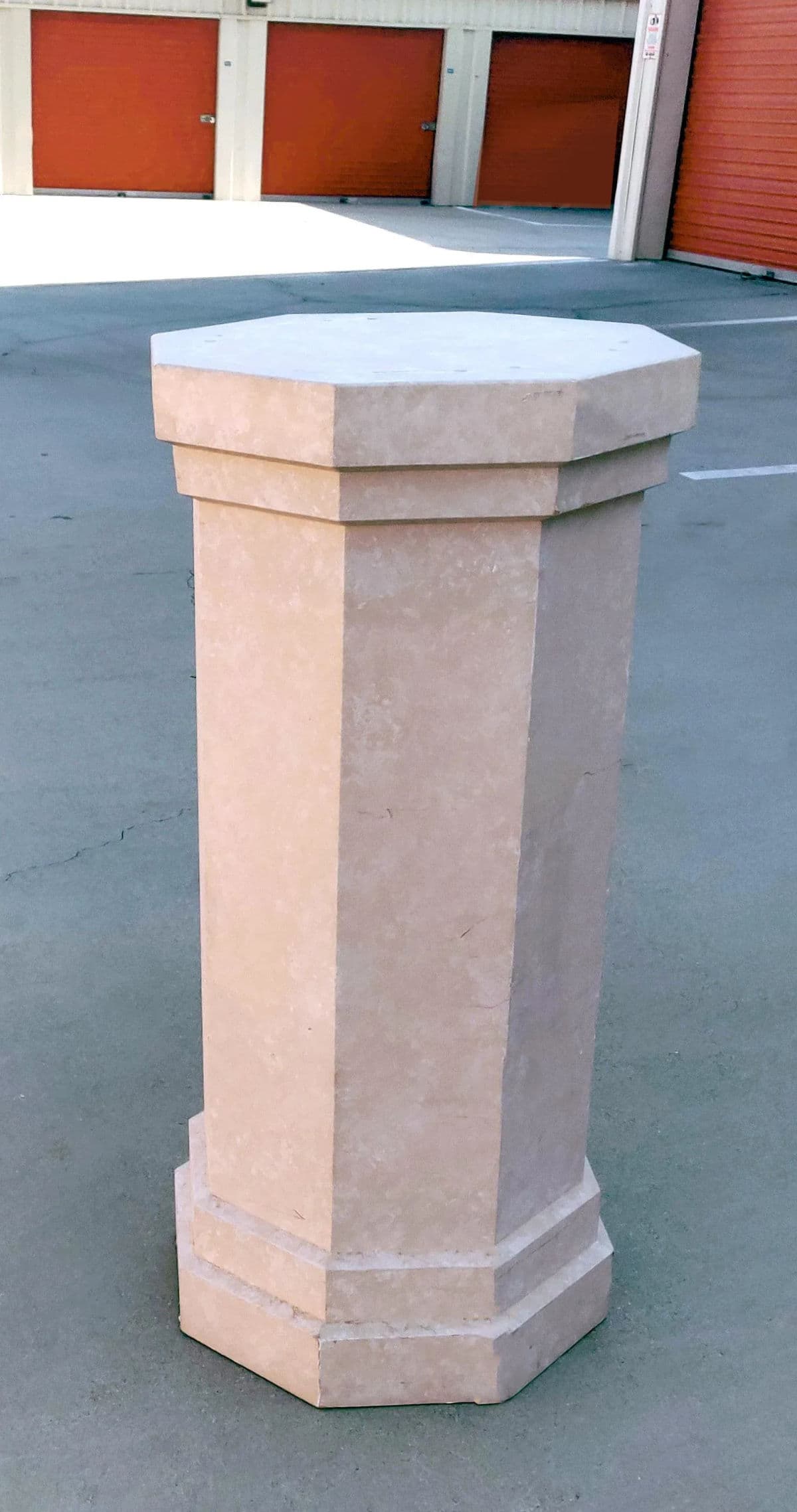 80's Post Modern 42" Tall Center Table Octogonal Shaped Plaster Finished Wooden Pedestal - Thumbnail 5