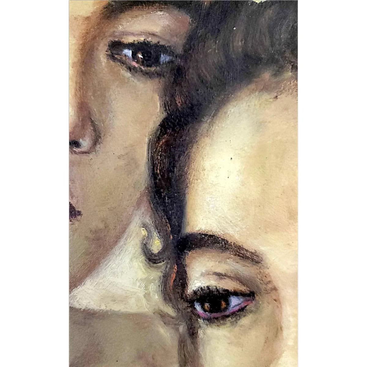 Island Girls, Portrait 1988 Signed Oil Painting Linen and Wood Frame - Thumbnail 3