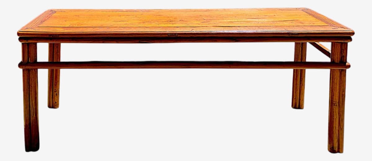 Late 19th Century Chinese Yew Wood Console Table With Handcrafted Joinery - Image 1