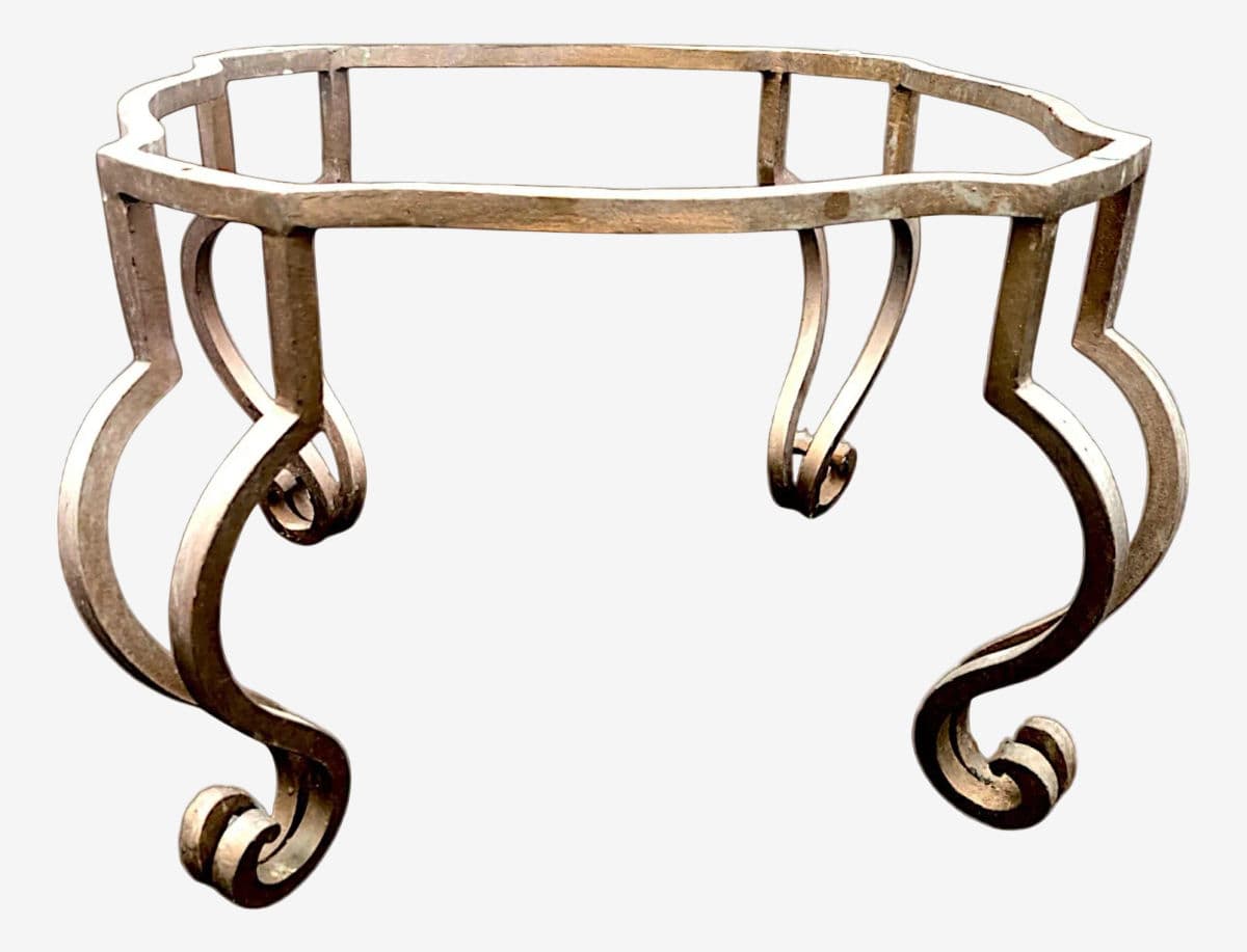 Mid-Century Gilt Wrought Iron Coffee Table Base With Four Double Scroll Legs - Image 1