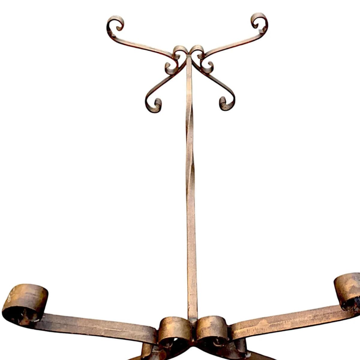 Vintage Patinated Wrought Iron & Glass Scrollwork Coffee Table With a Parcel Gilt Finish - Thumbnail 5