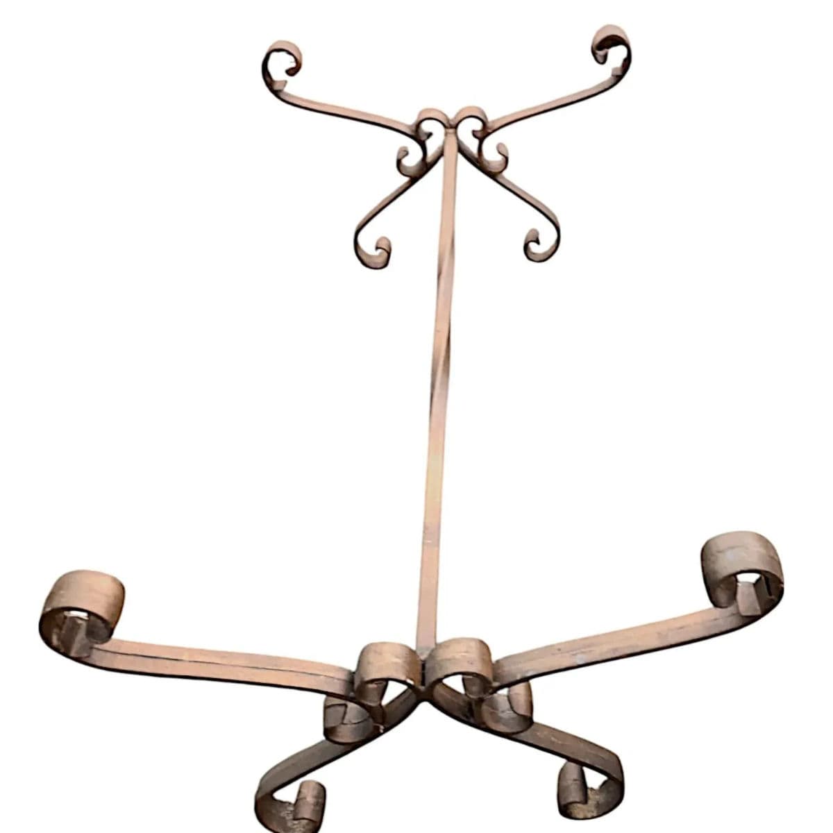 Vintage Patinated Wrought Iron & Glass Scrollwork Coffee Table With a Parcel Gilt Finish - Thumbnail 3