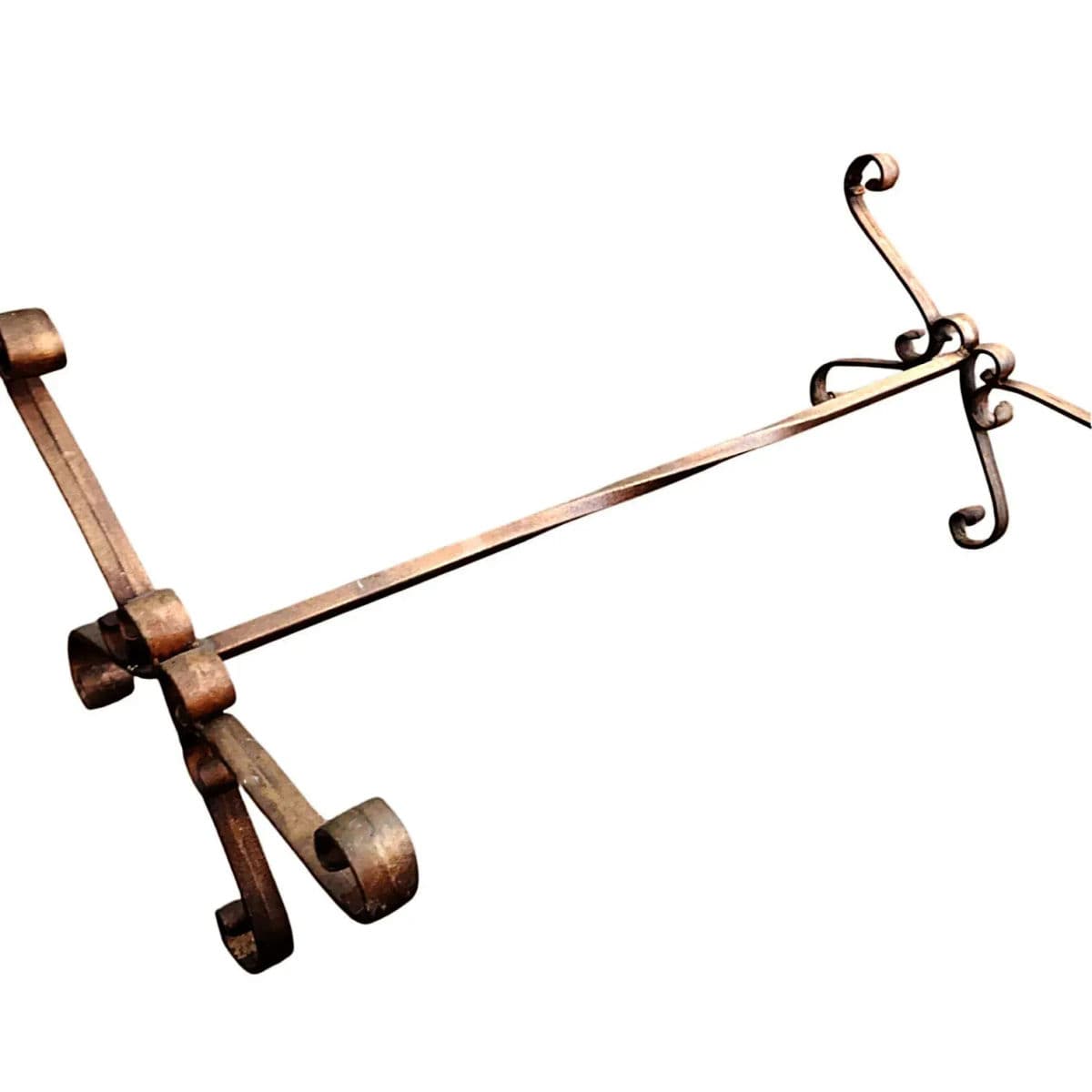 Vintage Patinated Wrought Iron & Glass Scrollwork Coffee Table With a Parcel Gilt Finish - Thumbnail 7