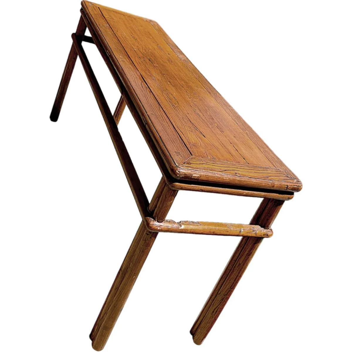 Late 19th Century Chinese Yew Wood Console Table With Handcrafted Joinery - Thumbnail 4