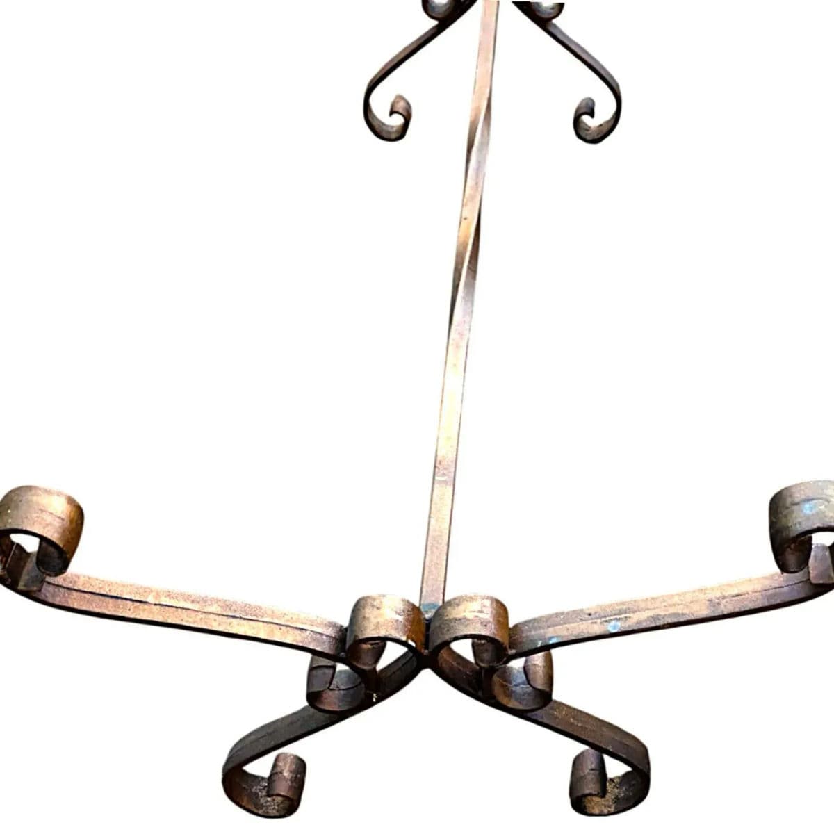 Vintage Patinated Wrought Iron & Glass Scrollwork Coffee Table With a Parcel Gilt Finish - Thumbnail 4