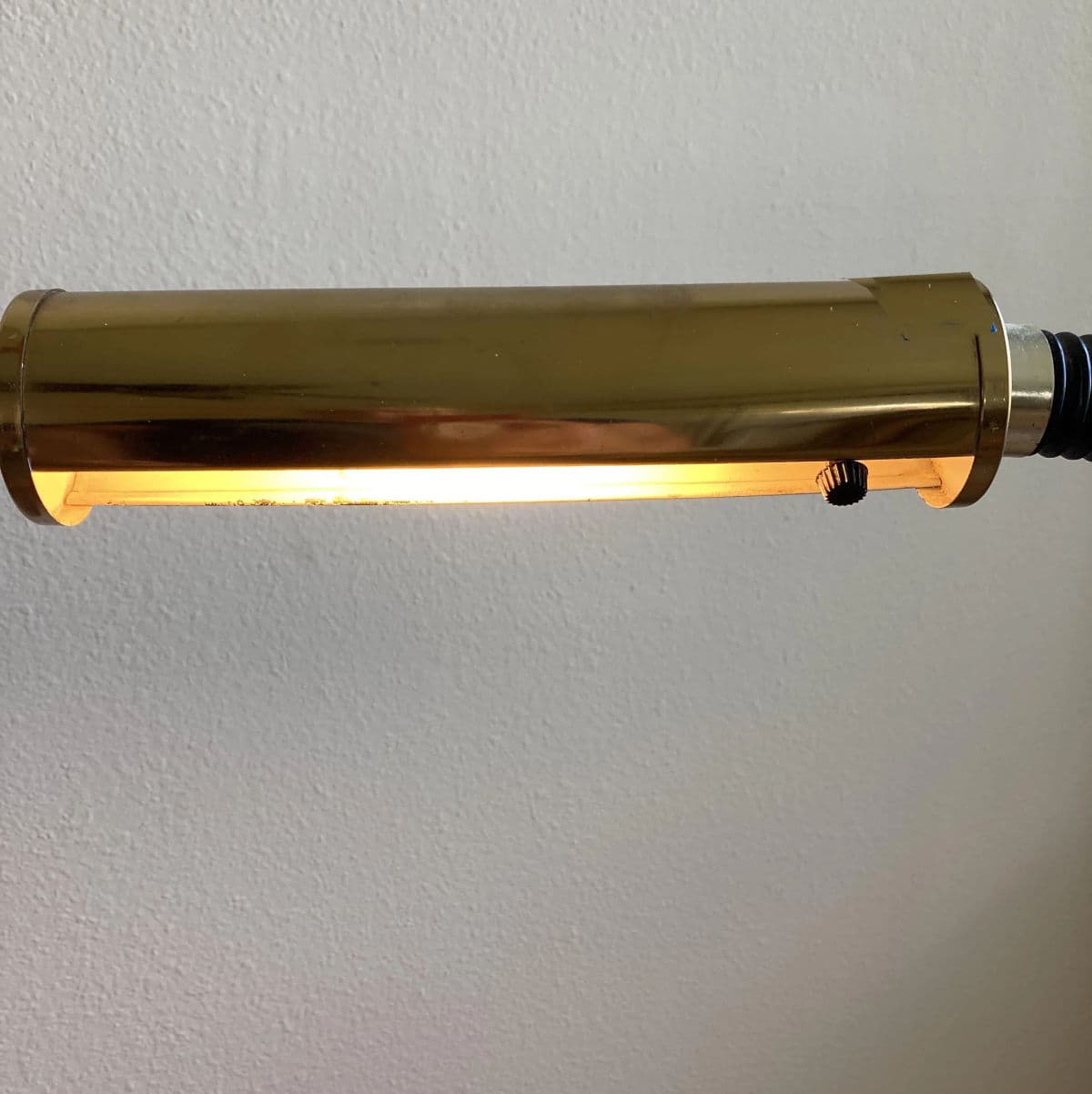 Vintage Black and Gold Toned Brass Standing Adjustable Pharmacy Floor Lamp Circa 1970s - Thumbnail 8