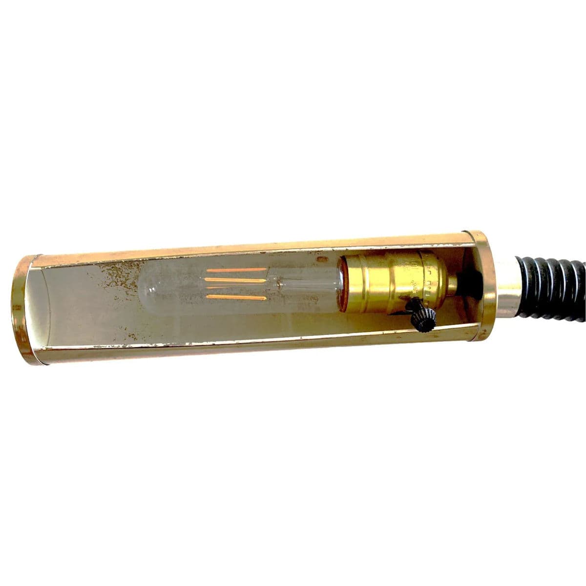 Vintage Black and Gold Toned Brass Standing Adjustable Pharmacy Floor Lamp Circa 1970s - Thumbnail 7