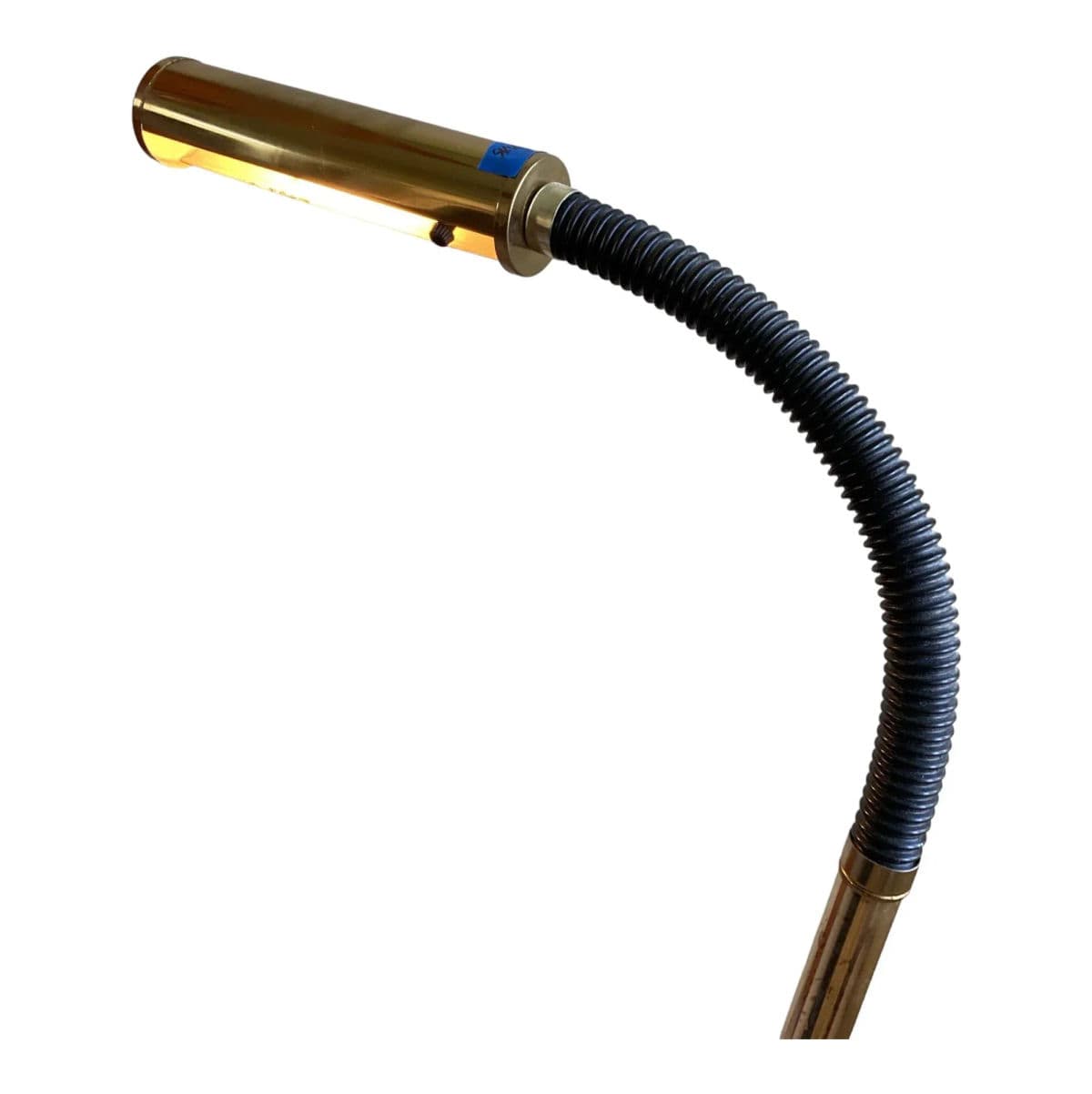 Vintage Black and Gold Toned Brass Standing Adjustable Pharmacy Floor Lamp Circa 1970s - Thumbnail 3