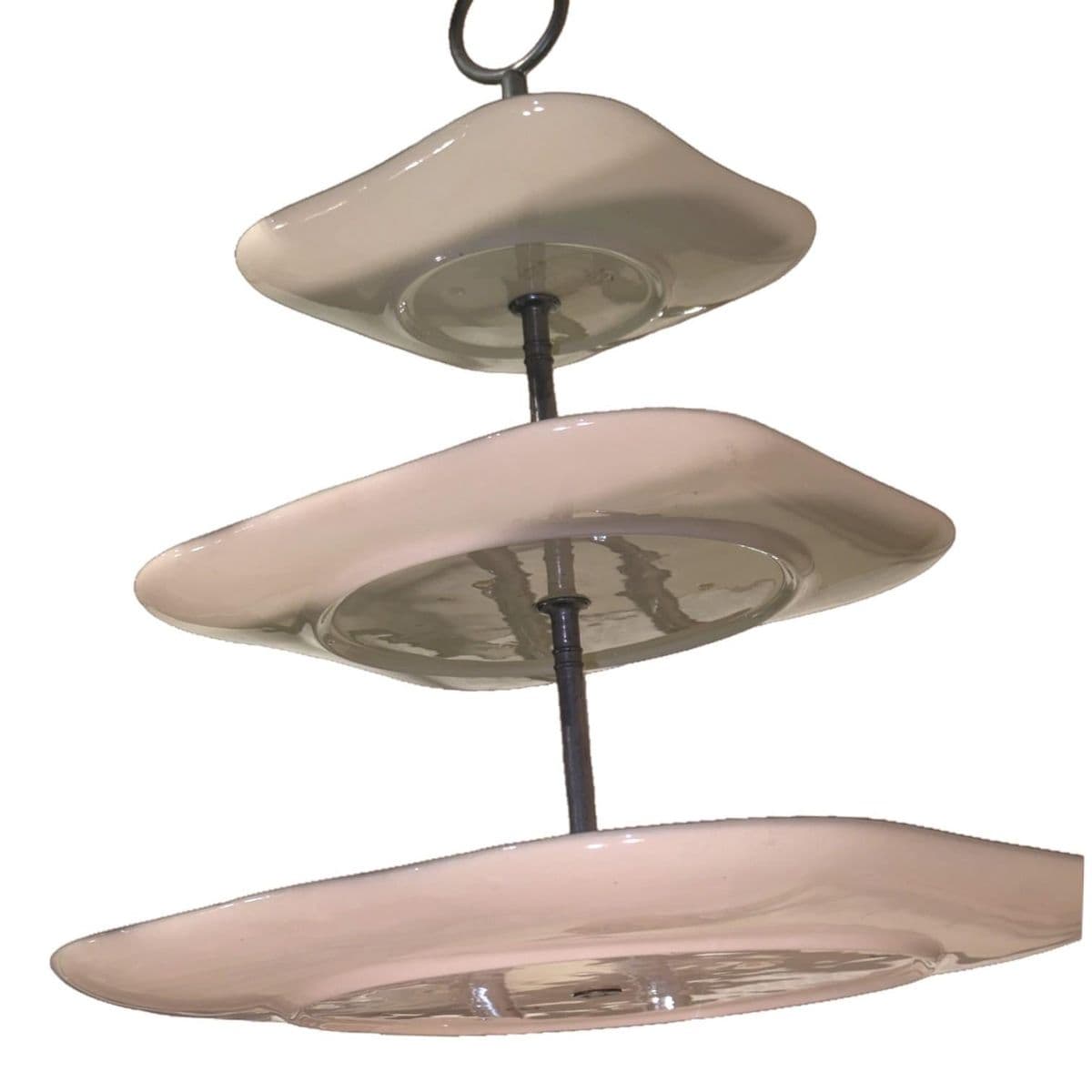 1941 Hand Decorated Weil Ware California Pottery 3-Tiered Serving Tray Rose Green Pattern - Thumbnail 7