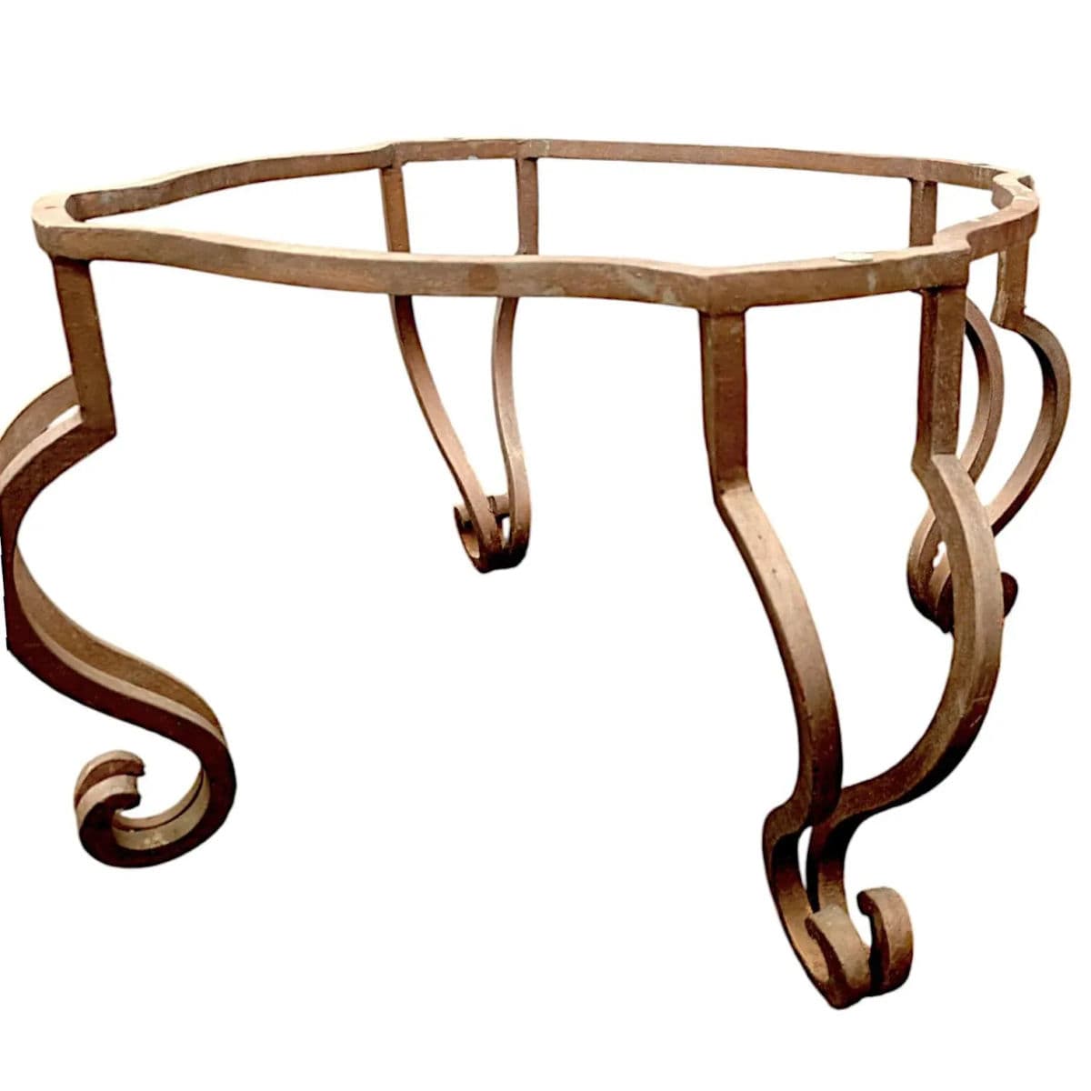 Mid-Century Gilt Wrought Iron Coffee Table Base With Four Double Scroll Legs - Thumbnail 4