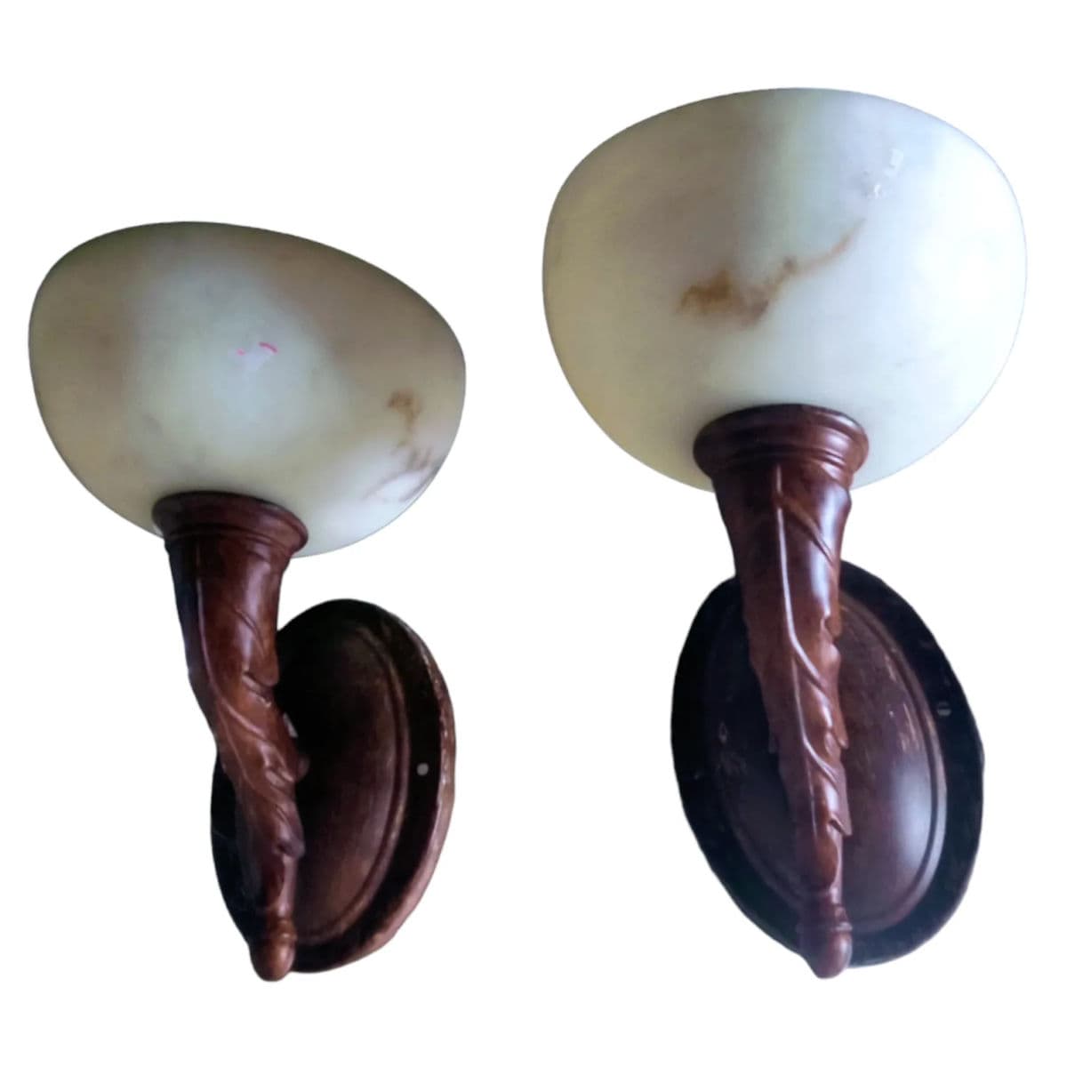 1940s Arts & Crafts Style Wall Sconces With Bowl Shaped Slip Shades - a Pair - Thumbnail 3