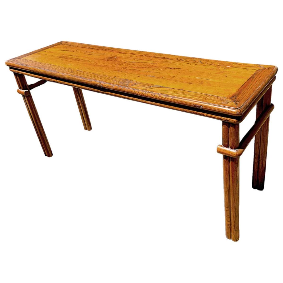 Late 19th Century Chinese Yew Wood Console Table With Handcrafted Joinery - Thumbnail 3